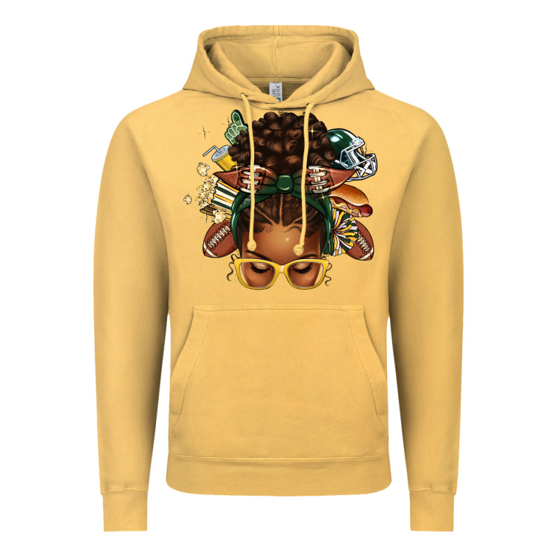 American Football Afro Messy Bun Vintage Hoodie by texasbilliewilder | Teevron