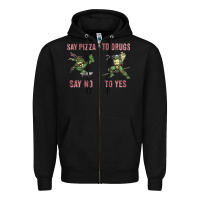 Black say pizza to drugs say no to yes Zipper Hoodie - tuanDangUi