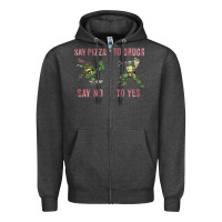 Charcoal Heather say pizza to drugs say no to yes Zipper Hoodie - tuanDangUi