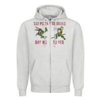 Dove Grey say pizza to drugs say no to yes Zipper Hoodie - tuanDangUi