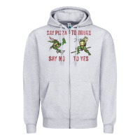 Heather Grey say pizza to drugs say no to yes Zipper Hoodie - tuanDangUi