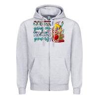 Heather Grey Coffee Gives Me Teacher Powers Zipper Hoodie - CowhideDigitalArt