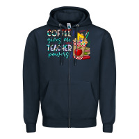 Navy Coffee Gives Me Teacher Powers Zipper Hoodie - CowhideDigitalArt