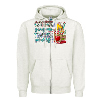 Oatmeal Heather Coffee Gives Me Teacher Powers Zipper Hoodie - CowhideDigitalArt