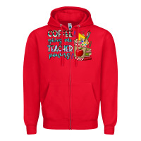 Red Coffee Gives Me Teacher Powers Zipper Hoodie - CowhideDigitalArt