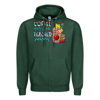 Sports Green Coffee Gives Me Teacher Powers Zipper Hoodie - CowhideDigitalArt