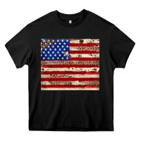 Black American flag leopard cowhide Heavy Core Tee - JahusDesignShop