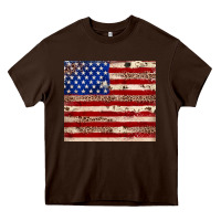 Chocolate Brown American flag leopard cowhide Heavy Core Tee - JahusDesignShop