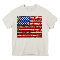 Cream American flag leopard cowhide Heavy Core Tee - JahusDesignShop