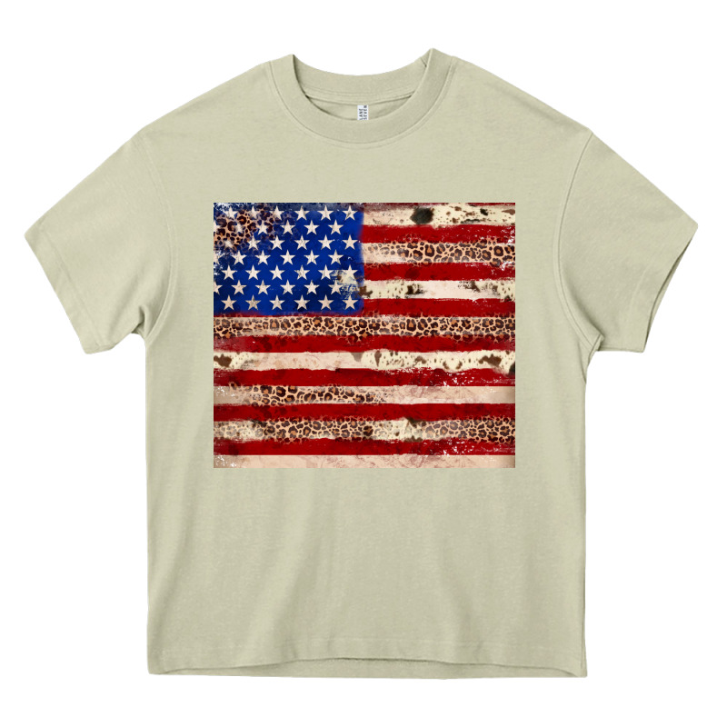 American Flag Leopard Cowhide Heavy Core Tee by JahusDesignShop | Teevron