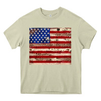 Mossy American flag leopard cowhide Heavy Core Tee - JahusDesignShop
