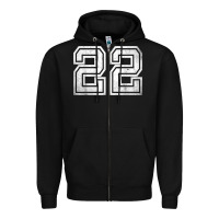 Black Number 22 Sports Jersey Lucky No. Birthday Age Vintage Zipper Hoodie - tuanDangUi