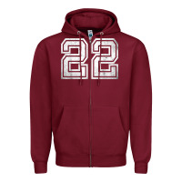 Burgundy Number 22 Sports Jersey Lucky No. Birthday Age Vintage Zipper Hoodie - tuanDangUi