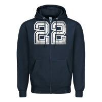 Navy Number 22 Sports Jersey Lucky No. Birthday Age Vintage Zipper Hoodie - tuanDangUi