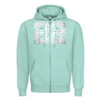 Seafoam Number 22 Sports Jersey Lucky No. Birthday Age Vintage Zipper Hoodie - tuanDangUi