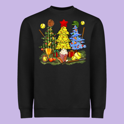 Christmas With Softball Trees Bbs Heavyweight Sweatshirt Designed By Bundleandbundleshop