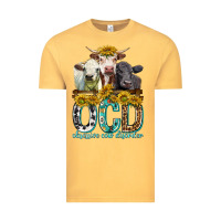 Vintage Mustard Obsessive Cow Disorder with Cows Vintage Tee - texasbilliewilder