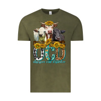 Vintage Olive Obsessive Cow Disorder with Cows Vintage Tee - texasbilliewilder