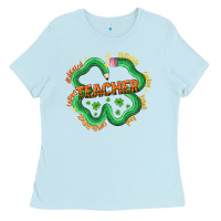 Baby Blue teacher st patricks day Ladies Tee - LillyAllenDesigns