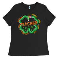 Black teacher st patricks day Ladies Tee - LillyAllenDesigns