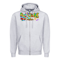 Heather Grey daycare teacher Zipper Hoodie - CowhideDigitalArt