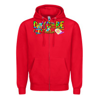 Red daycare teacher Zipper Hoodie - CowhideDigitalArt