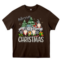 Chocolate Brown merry christmas gnomes truck Heavy Core Tee - MaliasSmallBusiness