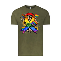 Vintage Olive Pride ribbon Vintage Tee - NancyCooperArtShop