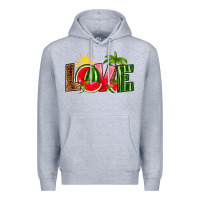 Heather Grey love watermelon Premium Hoodie - RanaPortraitStore