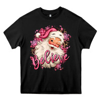Black believe pink christmas santa claus Heavy Core Tee - MaliasSmallBusiness