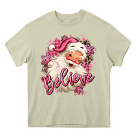 Believe Pink Christmas Santa Claus Heavy Core Tee | Teevron