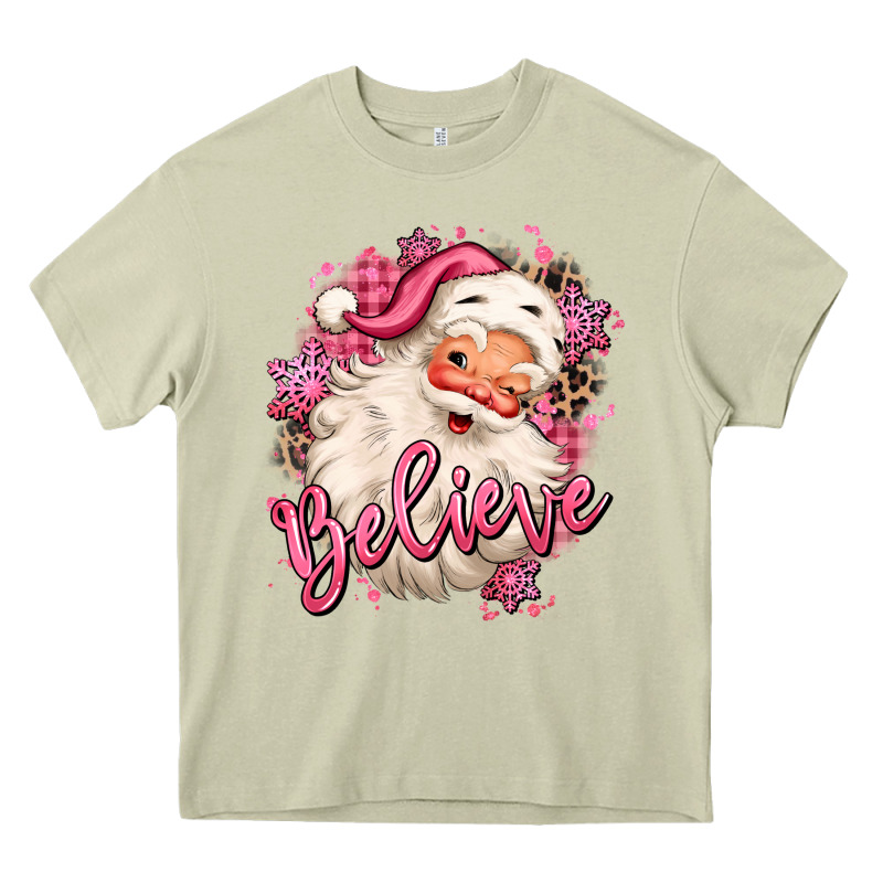 Believe Pink Christmas Santa Claus Heavy Core Tee by MaliasSmallBusiness | Teevron