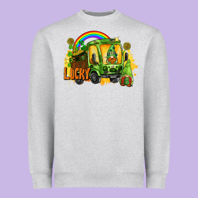 Lucky Gnomes Truck St. Patrick's Day Heavyweight Sweatshirt Designed By Fadigitalartstudio