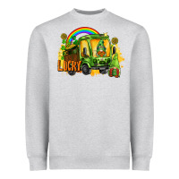 Heather Grey lucky gnomes truck St. Patrick's Day Heavyweight Sweatshirt - FaDigitalArtStudio