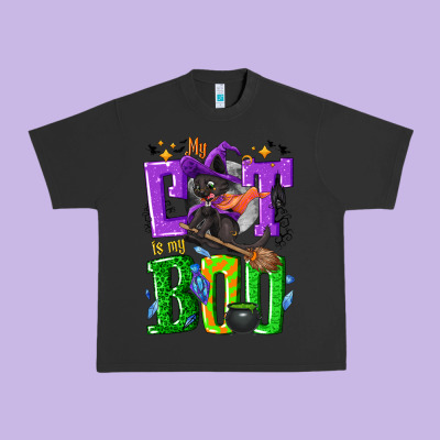 My Cat Is My Boo Halloween Urban Heavy Tee Designed By Nancycooperartshop