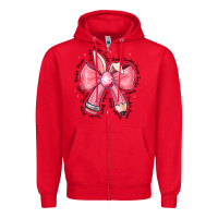 Red easter bunny pencil bow Zipper Hoodie - CowhideDigitalArt
