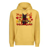 Antique Gold my cat is my valentine valentine's day Premium Hoodie - FaDigitalArtStudio