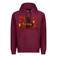 Burgundy my cat is my valentine valentine's day Premium Hoodie - FaDigitalArtStudio
