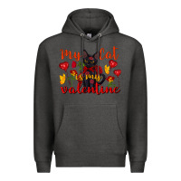 Charcoal Heather my cat is my valentine valentine's day Premium Hoodie - FaDigitalArtStudio