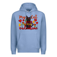 Colony Blue my cat is my valentine valentine's day Premium Hoodie - FaDigitalArtStudio