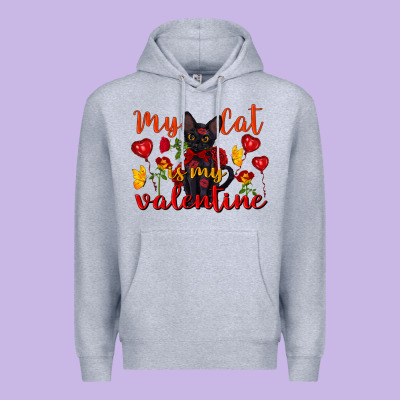 My Cat Is My Valentine Valentine's Day Premium Hoodie Designed By Fadigitalartstudio