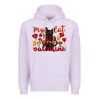 Lilac my cat is my valentine valentine's day Premium Hoodie - FaDigitalArtStudio