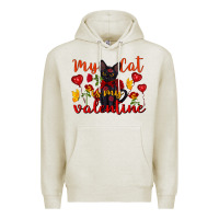 Oatmeal Heather my cat is my valentine valentine's day Premium Hoodie - FaDigitalArtStudio