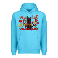 Ocean Blue my cat is my valentine valentine's day Premium Hoodie - FaDigitalArtStudio