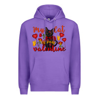 Purple my cat is my valentine valentine's day Premium Hoodie - FaDigitalArtStudio
