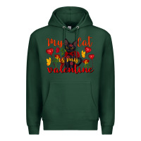 Sports Green my cat is my valentine valentine's day Premium Hoodie - FaDigitalArtStudio
