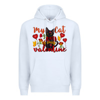 White my cat is my valentine valentine's day Premium Hoodie - FaDigitalArtStudio