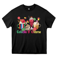 Black cafecito y chisme coffee cups Heavy Core Tee - MaliasSmallBusiness