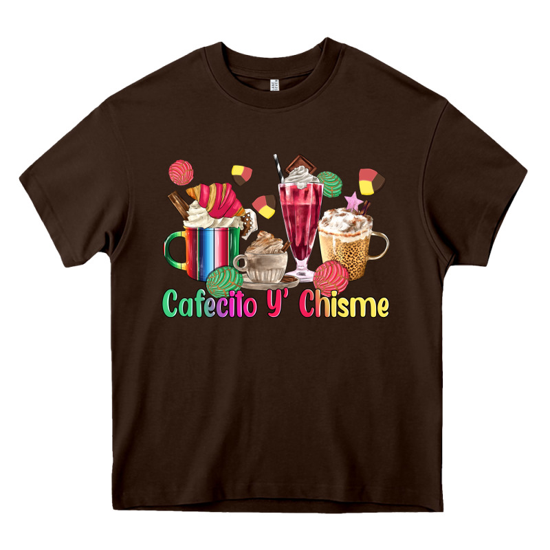 Cafecito Y Chisme Coffee Cups Heavy Core Tee by MaliasSmallBusiness | Teevron