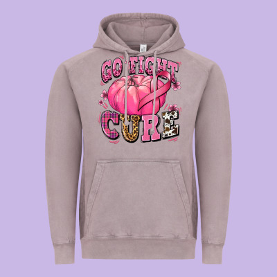 Go Fight Cure Pumpkin Vintage Hoodie Designed By Texasbilliewilder